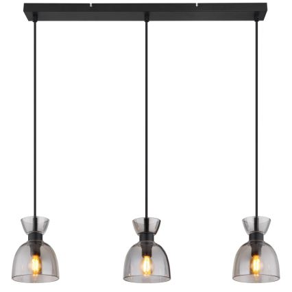 Globo - Chandelier on a string 3xE14/40W/230V black/smoky