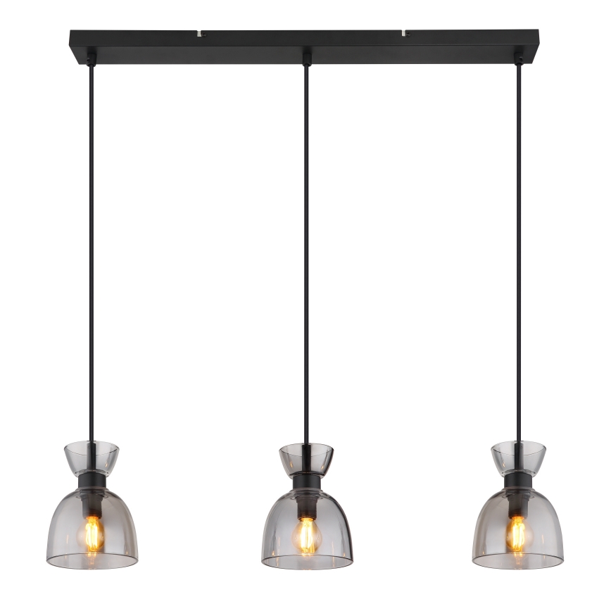 Globo - Chandelier on a string 3xE14/40W/230V black/smoky