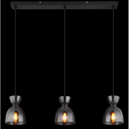 Globo - Chandelier on a string 3xE14/40W/230V black/smoky