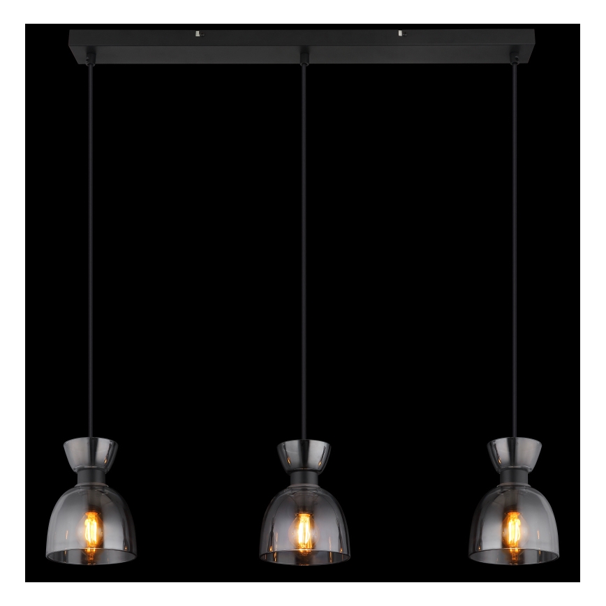 Globo - Chandelier on a string 3xE14/40W/230V black/smoky