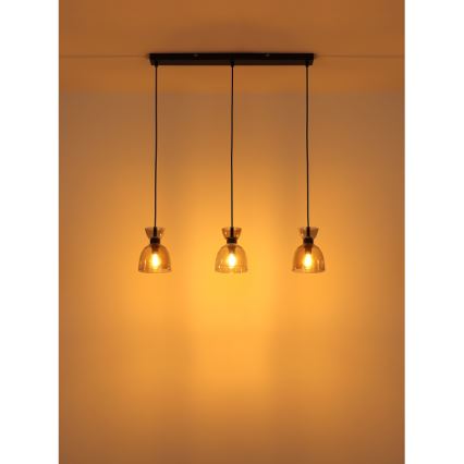 Globo - Chandelier on a string 3xE14/40W/230V black/smoky