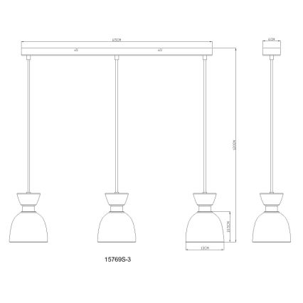 Globo - Chandelier on a string 3xE14/40W/230V black/smoky