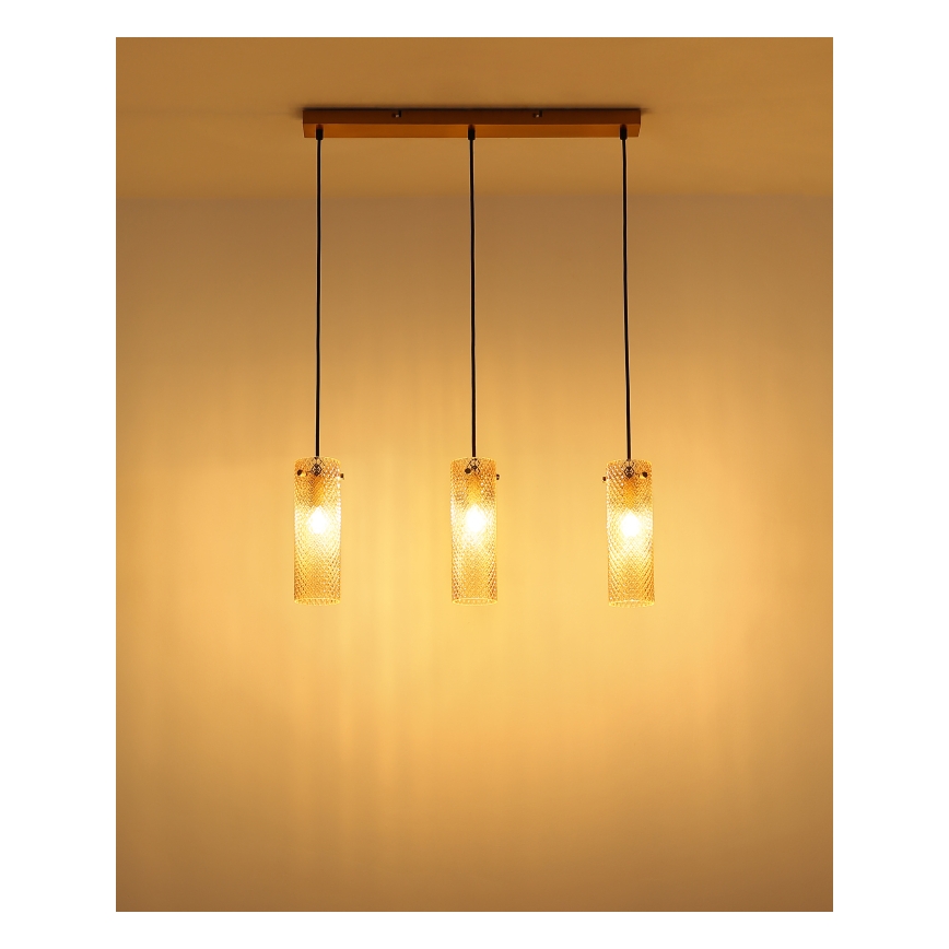 Globo - Chandelier on a string 3xE14/40W/230V gold