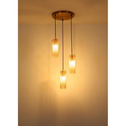 Globo - Chandelier on a string 3xE14/40W/230V gold
