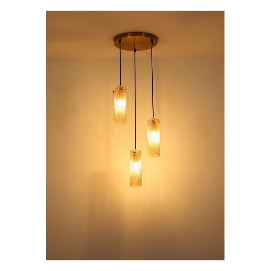 Globo - Chandelier on a string 3xE14/40W/230V gold