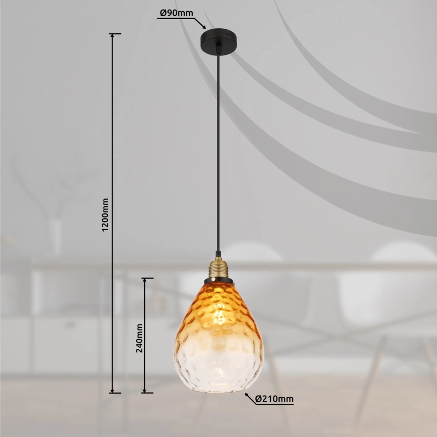 Globo - Chandelier on a string 1xE27/60W/230V d. 21 cm orange