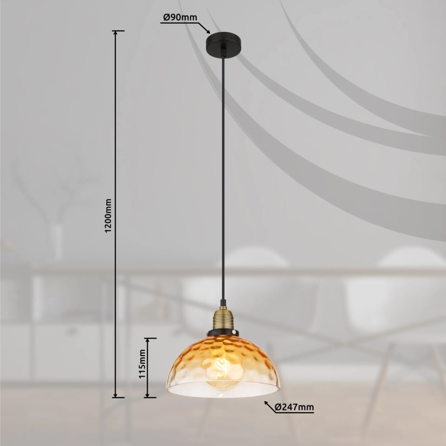 Globo - Chandelier on a string 1xE27/60W/230V d. 25 cm orange