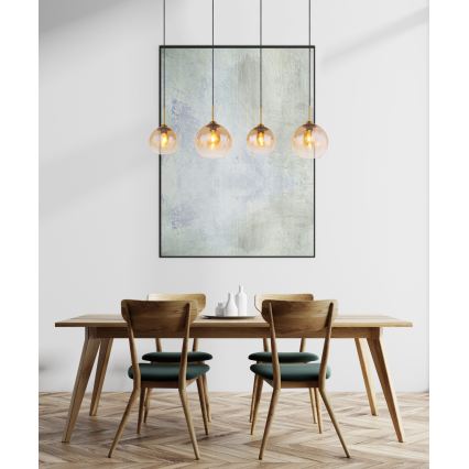 Globo - Cable-suspended pendant light 4xE27/60W/230V, brass