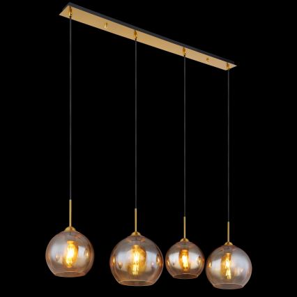 Globo - Cable-suspended pendant light 4xE27/60W/230V, brass