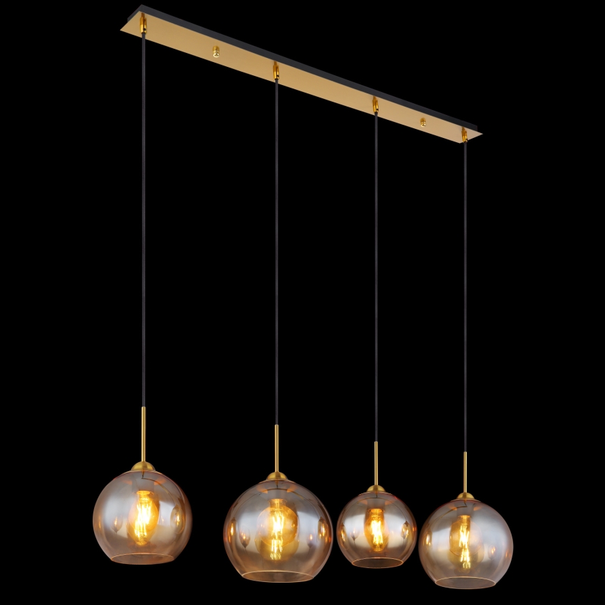 Globo - Cable-suspended pendant light 4xE27/60W/230V, brass
