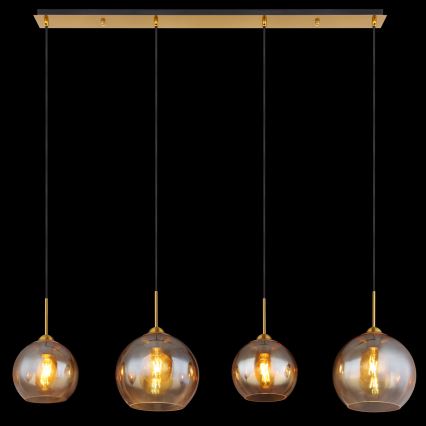 Globo - Cable-suspended pendant light 4xE27/60W/230V, brass