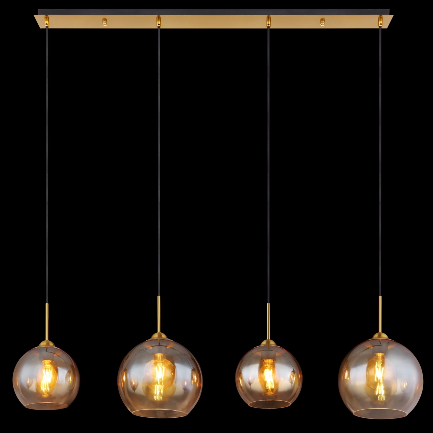Globo - Cable-suspended pendant light 4xE27/60W/230V, brass