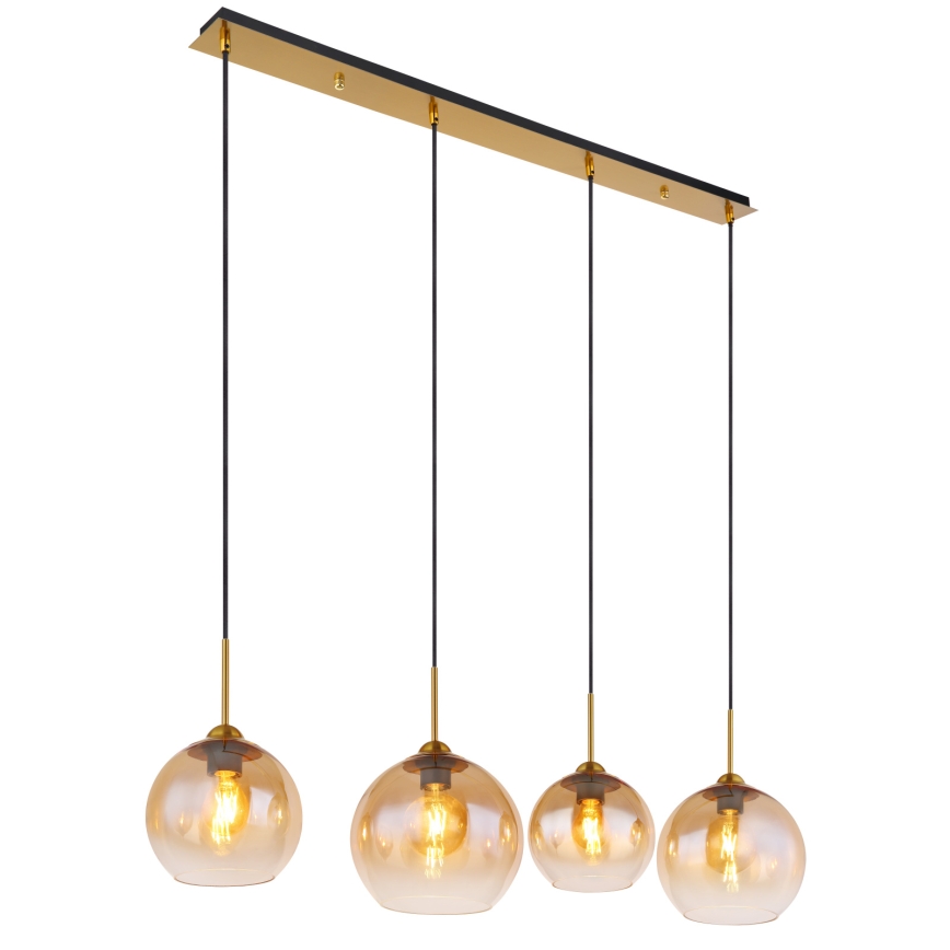 Globo - Cable-suspended pendant light 4xE27/60W/230V, brass