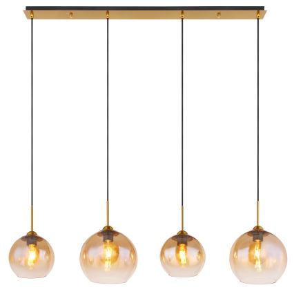 Globo - Cable-suspended pendant light 4xE27/60W/230V, brass