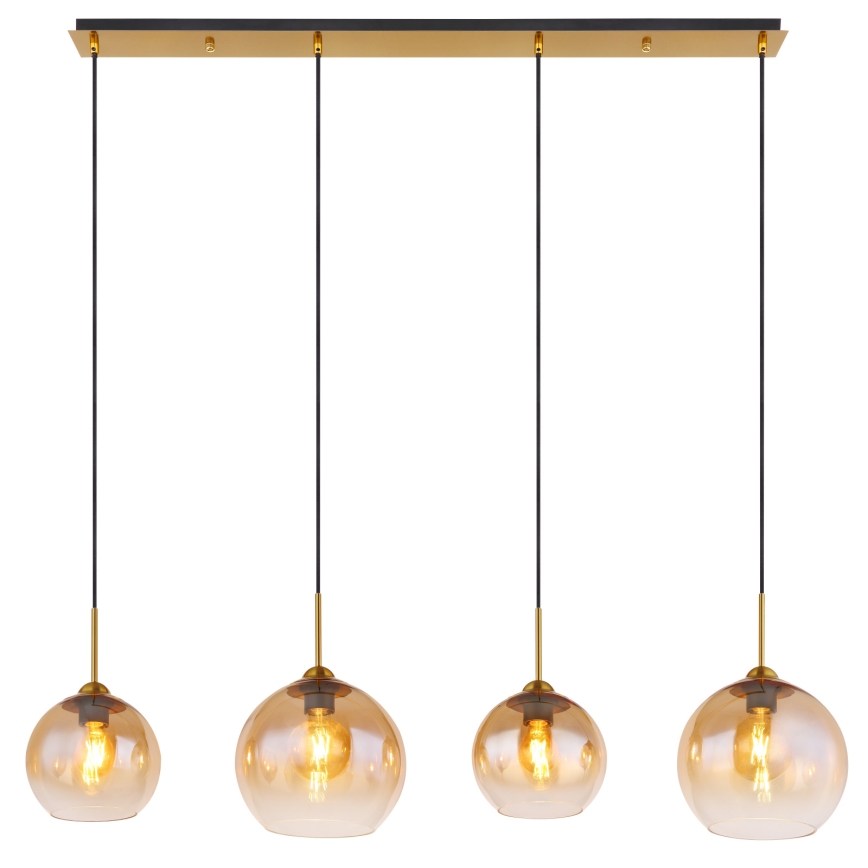 Globo - Cable-suspended pendant light 4xE27/60W/230V, brass