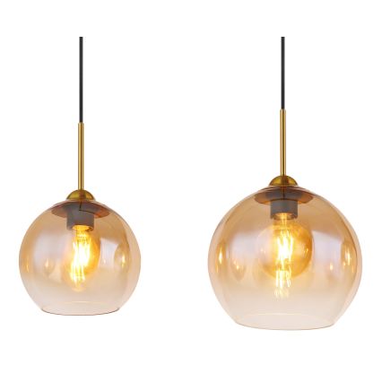 Globo - Cable-suspended pendant light 4xE27/60W/230V, brass