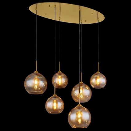 Globo - Cable Pendant Light 6xE27/60W/230V, Brass