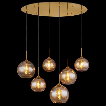 Globo - Cable Pendant Light 6xE27/60W/230V, Brass