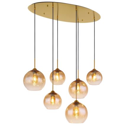 Globo - Cable Pendant Light 6xE27/60W/230V, Brass