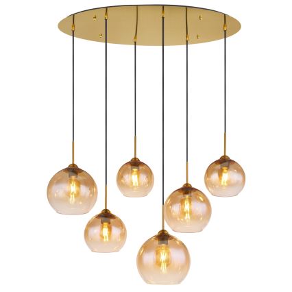 Globo - Cable Pendant Light 6xE27/60W/230V, Brass