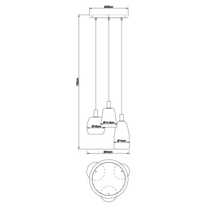 Globo - Chandelier on a string 3xE14/40W/230V d. 43 cm brass
