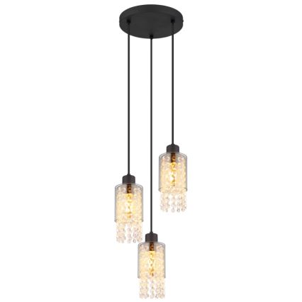 Globo - Chandelier on a string 3xE27/40W/230V d. 25 cm black