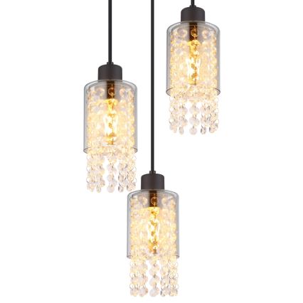 Globo - Chandelier on a string 3xE27/40W/230V d. 25 cm black