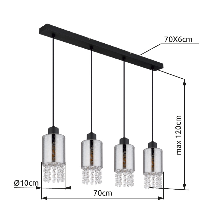 Globo - Chandelier on a string 4xE27/40W/230V black