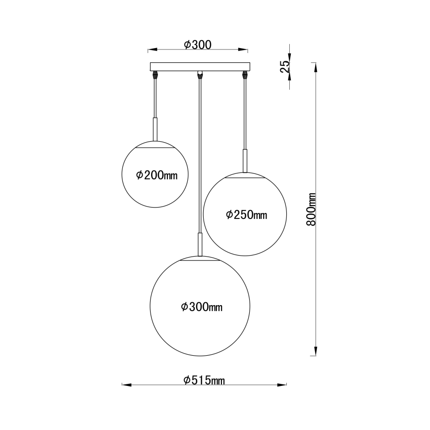 Globo - Chandelier on a string 3xE27/60W/230V