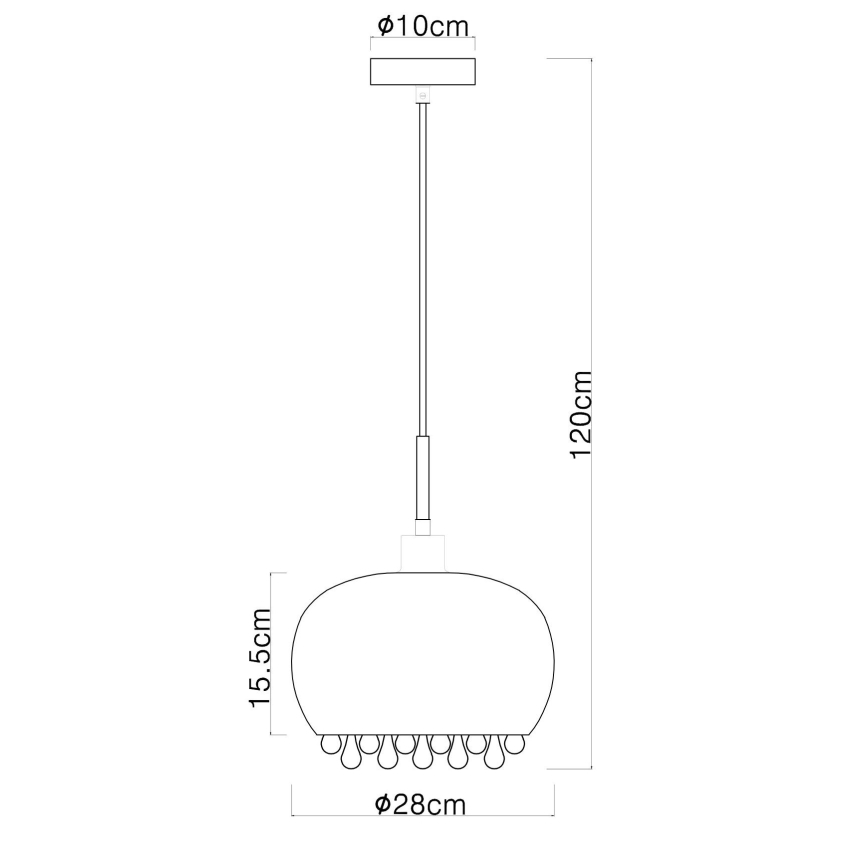 Globo - Chandelier on a string 1xE27/9W/230V d. 28 cm black