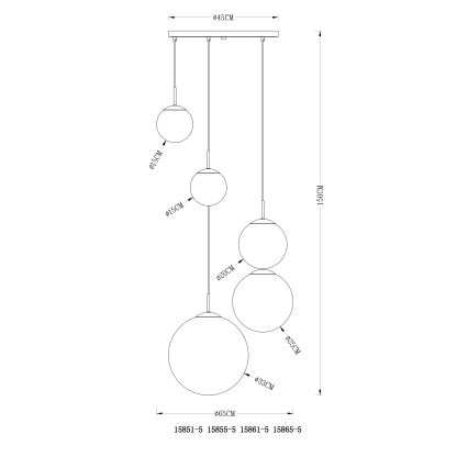 Globo - Chandelier on a string 5xE27/40W/230V d. 65 cm