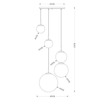 Globo - Chandelier on a string 5xE27/40W/230V d. 65 cm