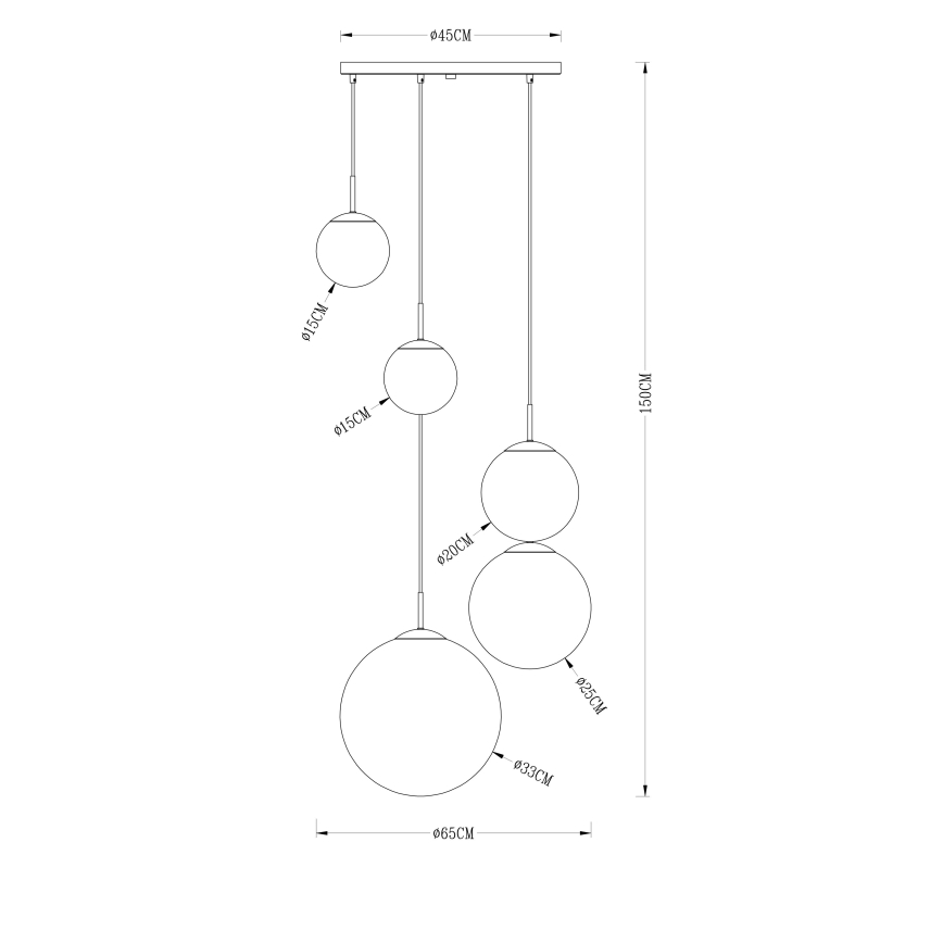 Globo - Chandelier on a string 5xE27/40W/230V d. 65 cm