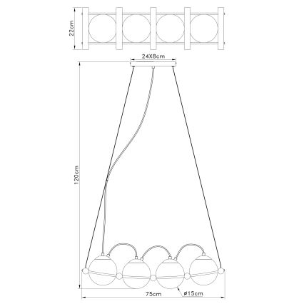 Globo - Chandelier on a string 4xE14/15W/230V rubber tree