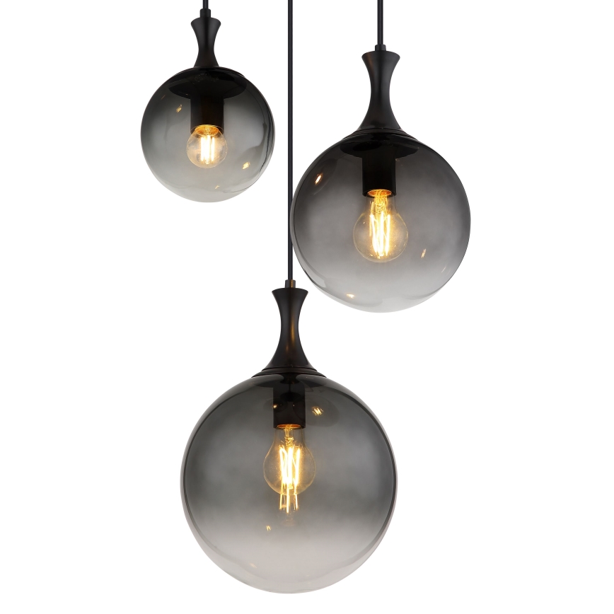 Globo - Chandelier on a string 3xE27/10W/230V d. 48 cm black