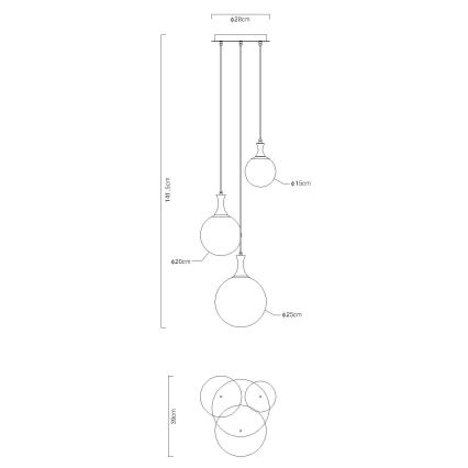 Globo - Chandelier on a string 3xE27/10W/230V d. 48 cm black