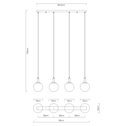 Globo - Chandelier on a string 4xE27/10W/230V black