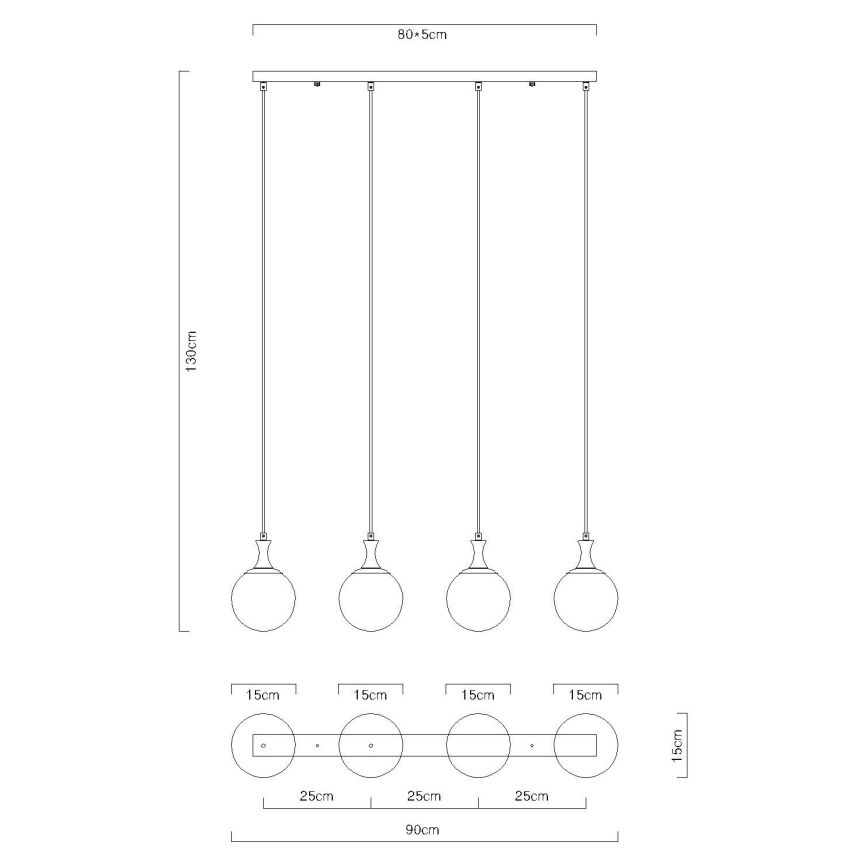 Globo - Chandelier on a string 4xE27/10W/230V black
