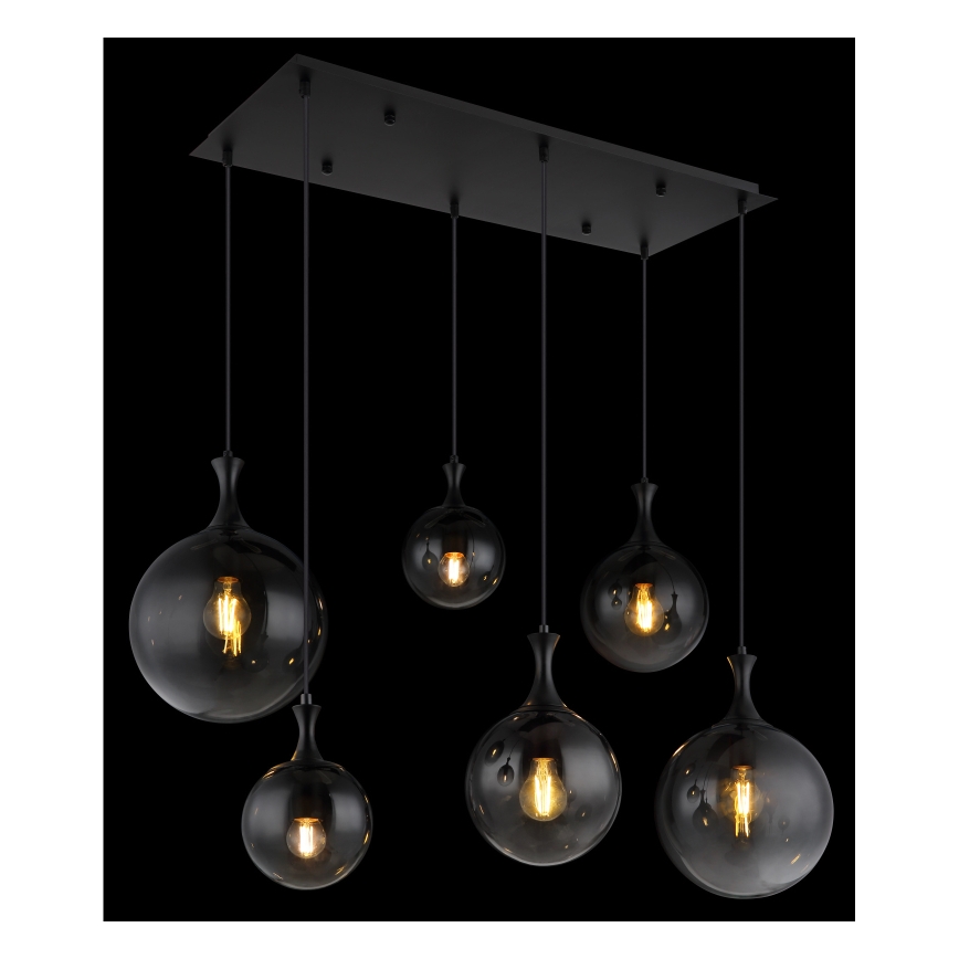 Globo - Chandelier on a string 6xE27/10W/230V black