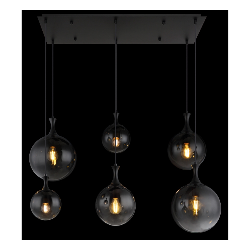 Globo - Chandelier on a string 6xE27/10W/230V black
