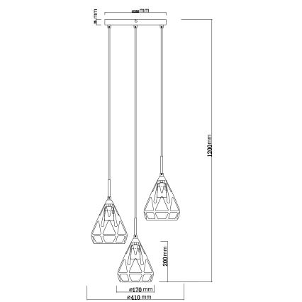 Globo - Chandelier on a string 3xE27/40W/230V