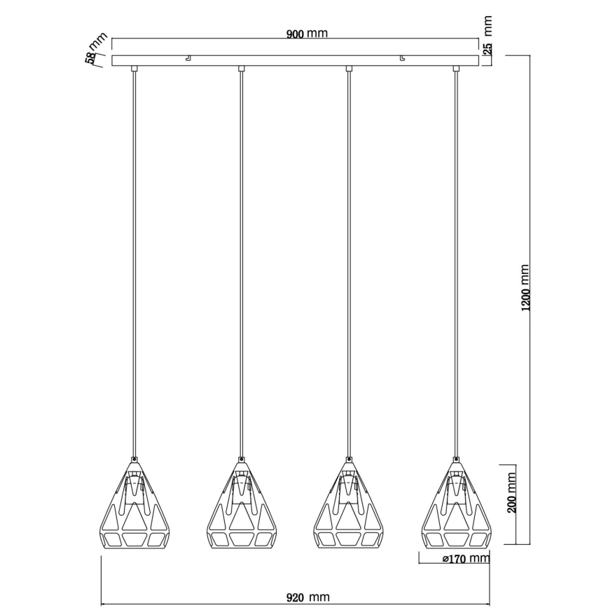 Globo - Chandelier on a string 4xE27/40W/230V