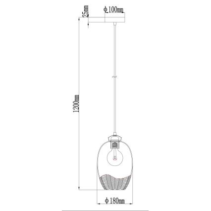 Globo - Cable-suspended pendant light 1xE27/60W/230V Ø 22 cm gold