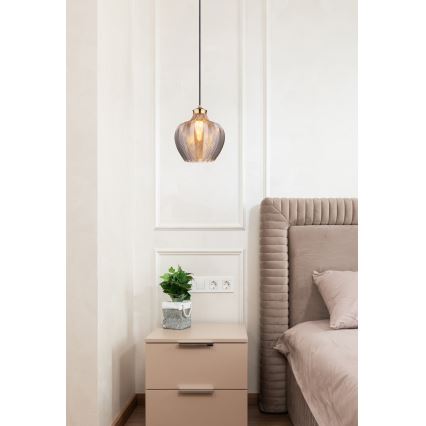 Globo - Cable-hung pendant 1xE27/60W/230V Ø 22 cm smoked