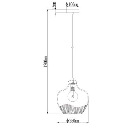 Globo - Cable-hung pendant 1xE27/60W/230V Ø 22 cm smoked