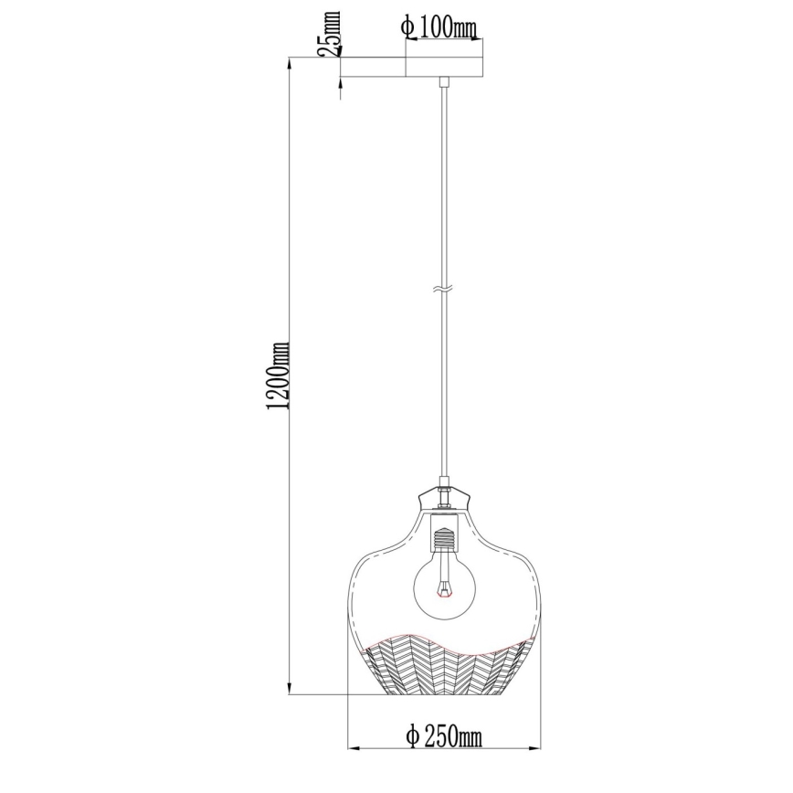 Globo - Cable-hung pendant 1xE27/60W/230V Ø 22 cm smoked