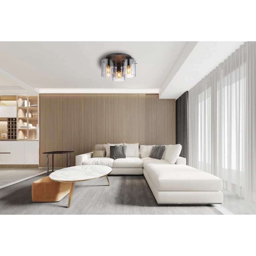 Globo - Ceiling light 3xE27/40W/230V d. 37 cm grey