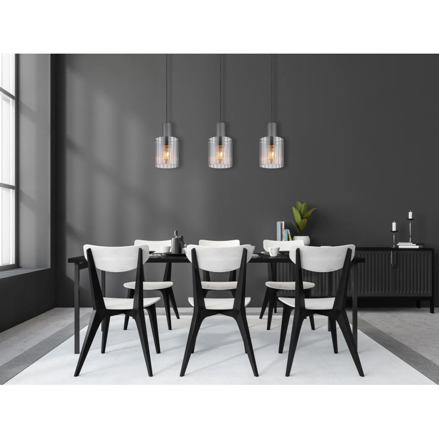 Globo - Chandelier on a string 3xE27/40W/230V grey
