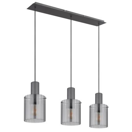 Globo - Chandelier on a string 3xE27/40W/230V grey