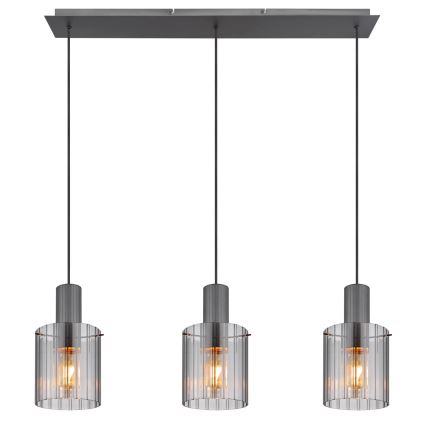 Globo - Chandelier on a string 3xE27/40W/230V grey